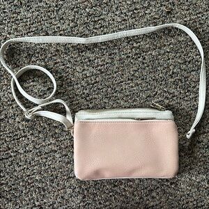 Pink and white cross body bag